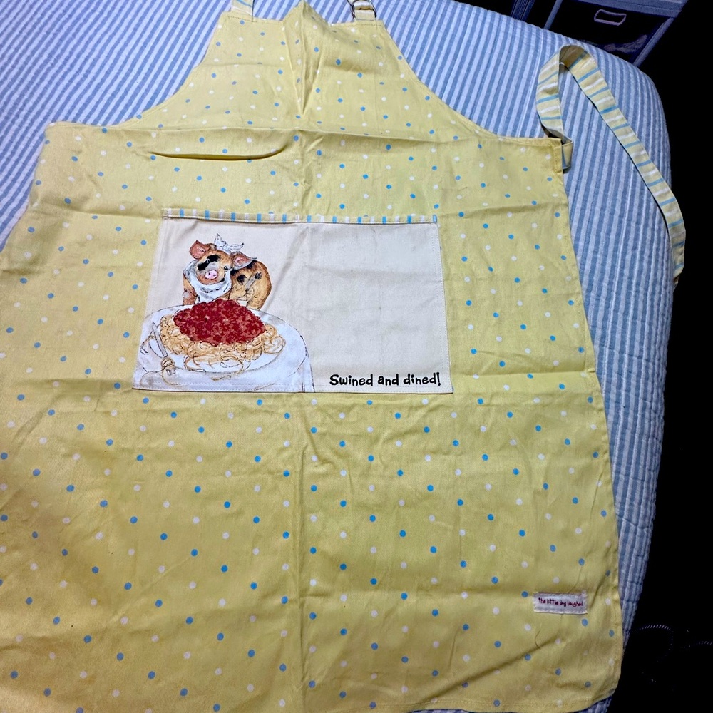 The Little Dog Laughed Apron-"Swined & Dined" POG Spaghetti Print Cooking Apron